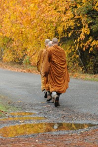 Bhikkhus on almsround in Washington State