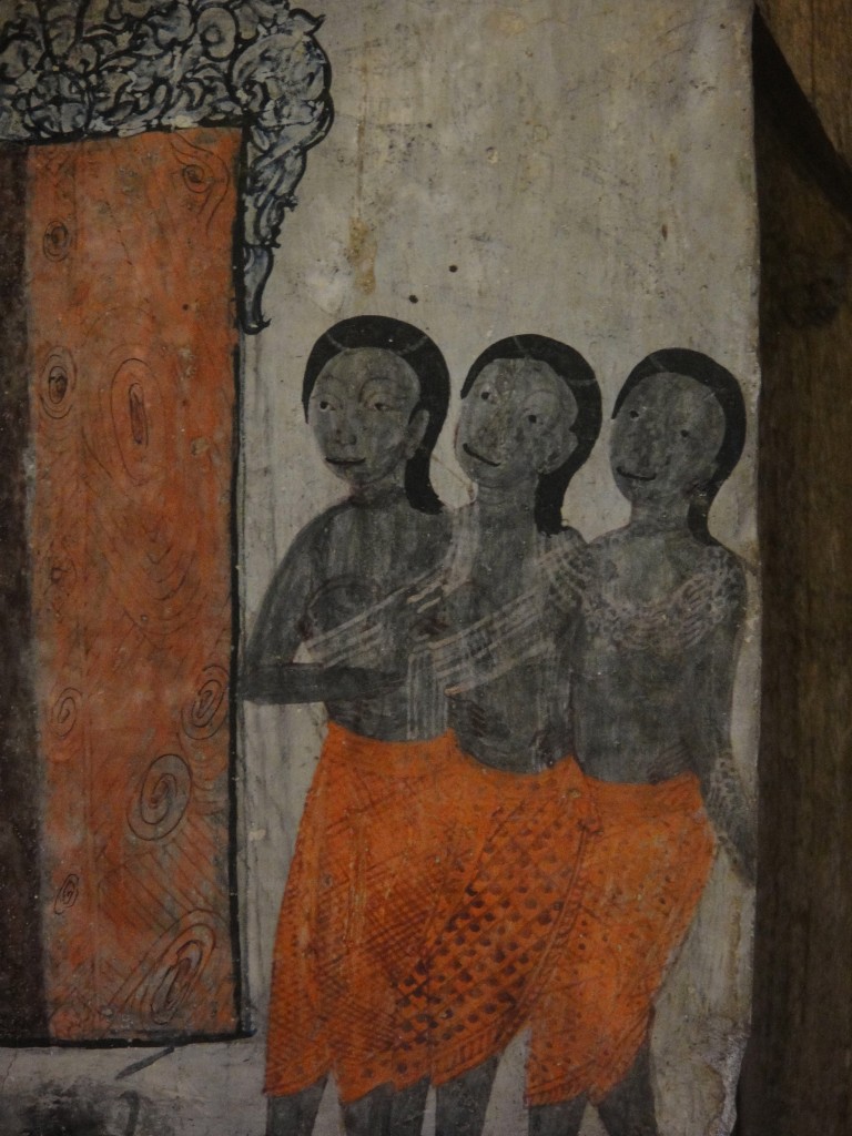 Wall Painting of Three Women at Wat Pa Houak, Luang Prabang